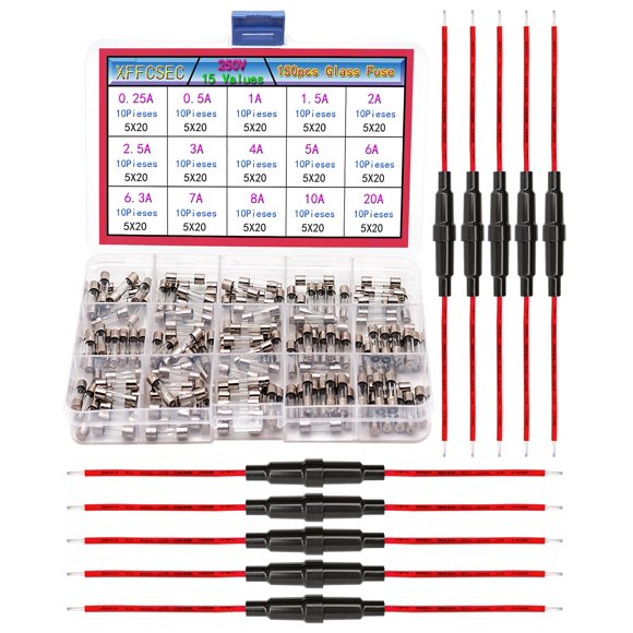 Kit de portafusibles XFFCSEC 5x20 mm, 150 fusibles de vidrio