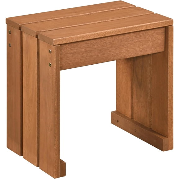 Sunshen Small Wood Outdoor Bench, Patio Backless Bench with Solid Wooden Frame, Compact Side Table & Plant Stand with 242 LBS Weight Capacity, Bench for Backyard, Porch, Entryway, Garden
