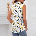 thumbnail image 5 of Blouse for Women Lapel V Neck Sleeveless Fashion Loose Fit Abstract Polka Dot Print Lightweight Summer Casual Button Down Top, 5 of 6