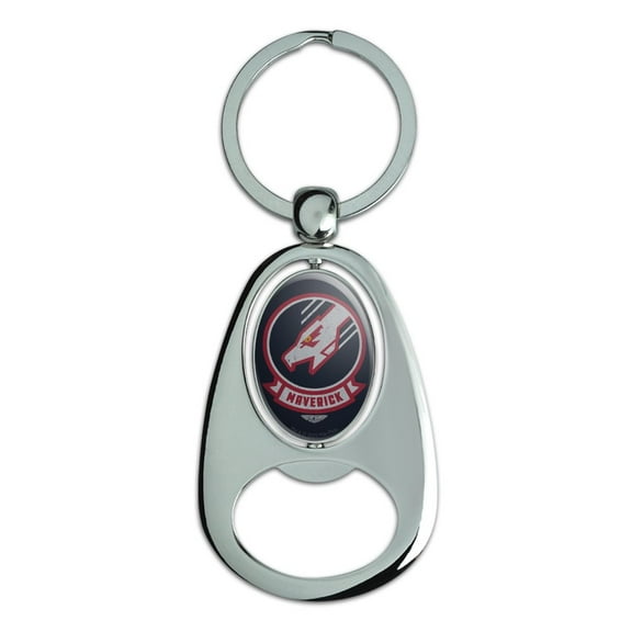 Top Gun: Maverick Patch Keychain Chrome Metal Spinning Oval Bottle Opener