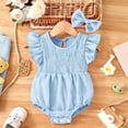 thumbnail image 2 of Glisme Girls Onesies 0-3 Months Sleeveless Solid Color Romper Round Neck Jumpsuit Classic Clothes Blue, 2 of 7
