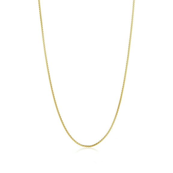 2mm 24k Yellow Gold Plated Stainless Steel Square Box Chain Necklace, 22 inches Gift Box