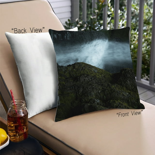 Ahgly Company Earth Waterfall Coussin Décoratif d'Extérieur, 18 Po X 18 Po