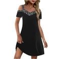 thumbnail image 2 of Gspmoly Robes pour Femmes, Robe Aguichant Imprimée à Épaules Dénudées pour Femmes, Robe d'Été Courte à Manches Courtes à Col en V, Robes Formelles pour Femmes jusqu'à 65 % de Rabais, 2 of 6