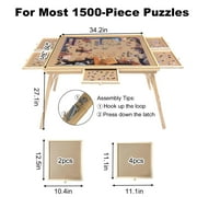 27 Inch High Tall 1500 Piece Puzzle Table with Legs, Large Wood Folding Jigsaw Puzzle Board with 5 Drawers for Adults, Game Table for Hobby Room Home Office, Natural