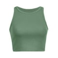 thumbnail image 4 of Womens Summer Tops Base Shirt Active Crop Pack Atmosphere Top Girl Tops Athletic Wear Women Tops 1xl for Women Lace Active Workout Set Short Solid Women's Vest Color Sleeveless Tank Neck Green L, 4 of 5