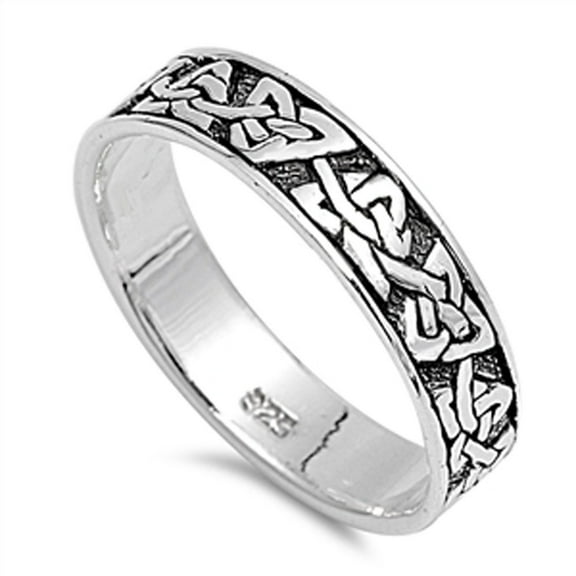 Celtic Knot Eternity Ring .925 Sterling Silver Band Jewelry Female Male Unisex Size 5