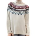 thumbnail image 2 of Conairie Fair Isle Sweater for Women Crew Neck Sweater Striped Design Loose Fashion Fall Winter Long Sleeve Pullovers Top Multicolor Beige S, 2 of 4