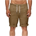 thumbnail image 2 of DDAPJ pyju Men's Bermuda Shorts Summer Fashion Cotton Linen Casual Shorts Rolled Hem Short Pants with Pockets Khaki XXXL, 2 of 7