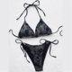 thumbnail image 4 of High Cut Swimsuits for Women Lace Up Swimwear Ladies Two Pieces Bathing Suit Sexy Backless Halter Triangle Bikinis Set rose Red L, 4 of 4