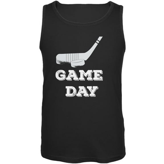 Game Day Hockey Black Adult Tank Top - Large