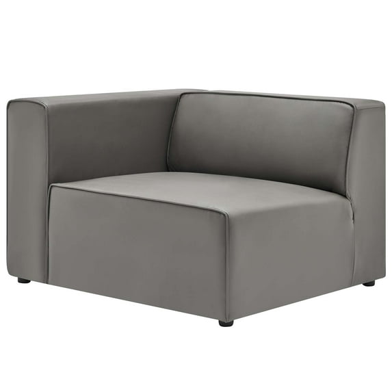 Sofa Corner Chair, Faux Vegan Leather, Grey Gray, Modern Contemporary Urban Design, Living Lounge Room Hotel Lobby Hospitality