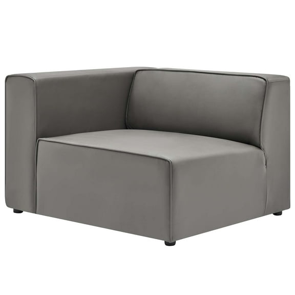 Sofa Corner Chair, Faux Vegan Leather, Grey Gray, Modern Contemporary Urban Design, Living Lounge Room Hotel Lobby Hospitality