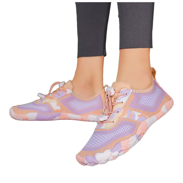 Chaussures Pieds Nus Légères pour Femmes et Hommes, Décontractées, Respirantes, Antidérapantes, Chaussures de Randonnée, Séchage Rapide, Espadrilles à Enfiler, Rose, Taille 7,5