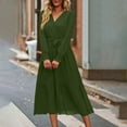 thumbnail image 6 of Blmnix Modest Dresses for Women Long Green Long Sleeve Tiered Plus Size Wrap Womans Dresses Beach, 6 of 8