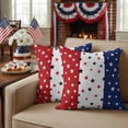 thumbnail image 2 of 2 Pack Outdoor Waterproof Throw Pillows,4th of July Stars Blue Red White Thin Decorative Square Pillow Case Patio Pillows for Chair Couch Sofa 16x16in, 2 of 9