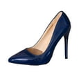 thumbnail image 2 of Miluxas Women's Patent Leather High Heel Stiletto Pointed Toe Pumps Closed Toe Shoes Blue 7(39), 2 of 9
