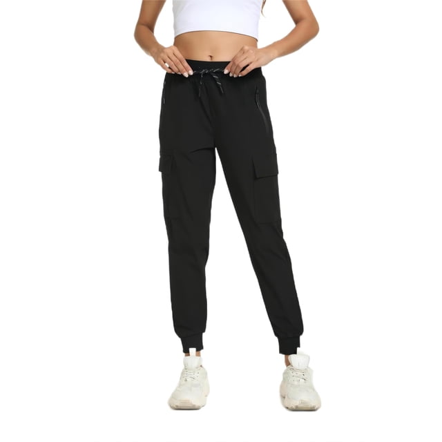 Pantalones cargo Rrosseyz para mujer, ligeros e impermeables, negros
