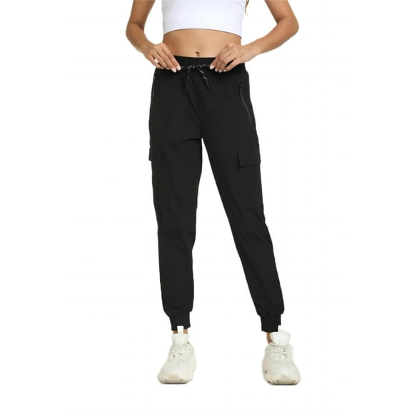 Pantalones cargo Rrosseyz para mujer, ligeros e impermeables, negros