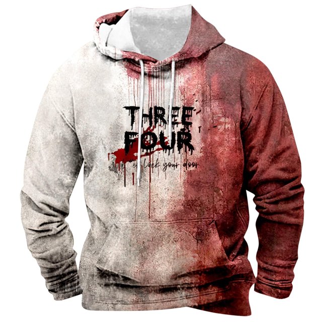 Rbaofujie Fall Sweaters Men's Leisure Draw Rope Hooded Sweatshirt Stained Lettering Print Mens Hoodies