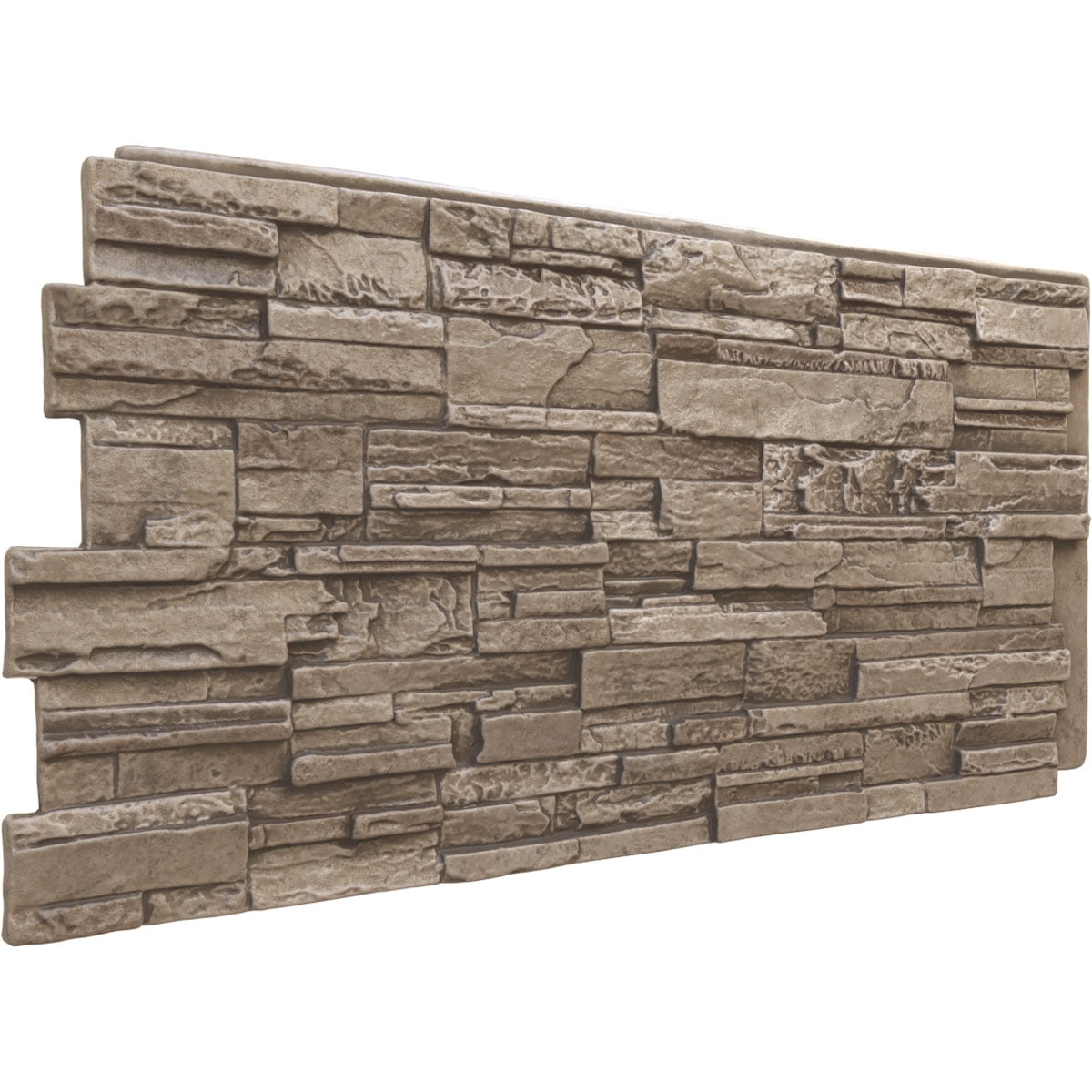 Ekena Millwork 48 5/8"W x 24 3/4"H x 1 1/4"D Cascade Stacked Stone, StoneWall Faux Stone Siding Panel, Soft Ash