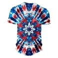 thumbnail image 5 of T-shirts for Men Plus Size under $5 Short Sleeve Independence Day Printing Button Round-Neck Casual Blouses ^Multicolor L, 5 of 5