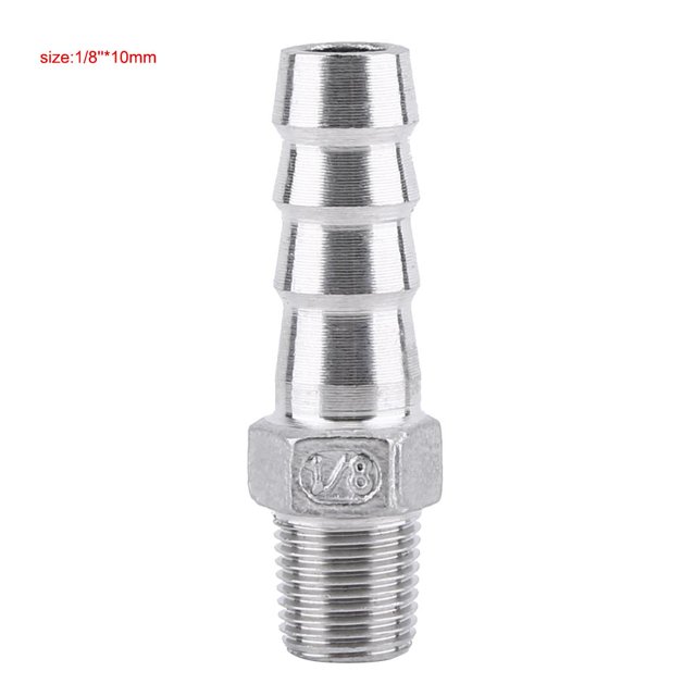 Ccdes Adaptateur de Queue de Tuyau, Acier Inoxydable SS304 Tuyau de Filetage Mâle Raccord de Queue de Tuyau de Barbillon BSP 1/8 3/4, Raccord de Tuyau de Barbillon