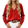 thumbnail image 4 of Dvprdro Womens Corduroy Shirt Button Down Collared Long Sleeve with Pockets Solid Casual Fall Tops, 4 of 8