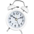 thumbnail image 2 of Reloj despertador Retro Twin Bell Mesa de escritorio de metal Reloj analógico Silencioso con luz nocturna para oficina en casa, Blanco Kearding EL000911-03B, 2 of 2