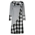 thumbnail image 4 of Oksale Plaid Patchwork Fall Dresses for Women 2025 with Pockets Maxi Dress Loose Long Sleeve Dresses Casual Crewneck Dress Flowy Soft Dresses Gray S, 4 of 6