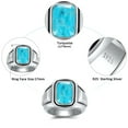 thumbnail image 5 of JQUEEN Men's Gemstone Rings 925 Sterling Silver Turquoise Ring Emerald Cut Gemstone Vintage Signet Ring, 5 of 5
