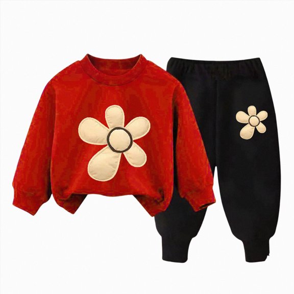 Gubotare Winter Clothing Set for Girls Toddler Girl Top and Pants Set Girls Fall Winter Outfits 4T 5T (Red,4-5 Years)