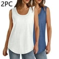 thumbnail image 2 of Mrat Scoop Neck Tank Tops for Women 2 Pack Women's Sleeveless Tank Tops Crew Neck 2024 Summer Tops Casual Loose Fitting Basic Solid Tee Shirts Fashion Clothes S-300 White 4XL, 2 of 9