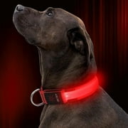 Illumifun LED Dog Collar USB Rechargeable Glowing Pet Collar Light, Adjustable Light Up Dog Collars Make Your Dogs Safe& Seen at Night (Red, Small)