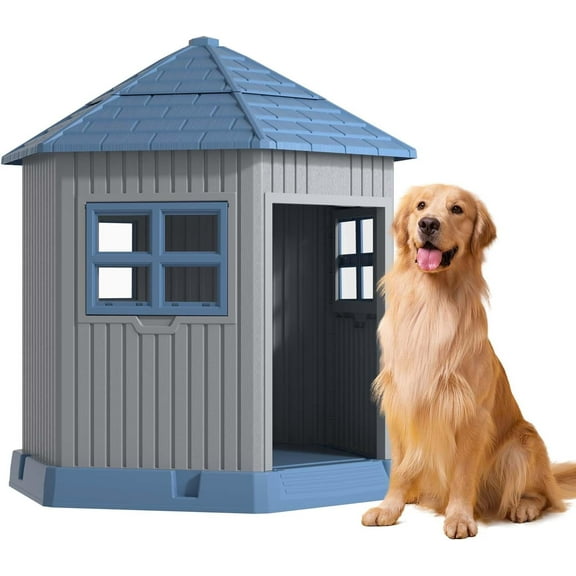 Dog House Indoor Outdoor Water Resistant Pet House with Adjustable Skylight for Small Medium Dogs (34.8''L*30.51''W*36.89''H)