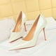 thumbnail image 3 of Zapatos de novia de tacón alto ajustados de primavera y otoño para mujer, de moda, clásicos, de un solo tacón, para boda, 3 of 5