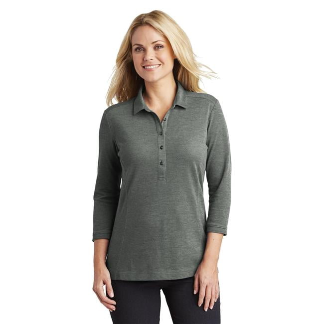 Port Authority 1235771 Ladies Coastal Cotton Blend Polo Shirt Deep Black White Extra Small