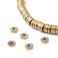 thumbnail image 2 of Non-magnetic Hematite Beads Strands Heishi Beads Disc/Flat Round Golden Plated 4x1mm Hole: 1mm about 390pcs/strand 15.7 inch about 390pcs/strand 15.7 inch, 2 of 4