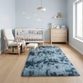 thumbnail image 3 of ZENELESS Fluffy Area Rugs for Living Room,4x6 Shag Rectangular Carpets for Bedroom Tie-dye Blue Gray, 3 of 8