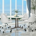 thumbnail image 7 of Home Office Desk Chair, Linen Fabric Upholstered Chair with No Arms Swiveling Modern Vanity Chair Cute Bedroom Apartment Dorm Chair - Grey, 7 of 7