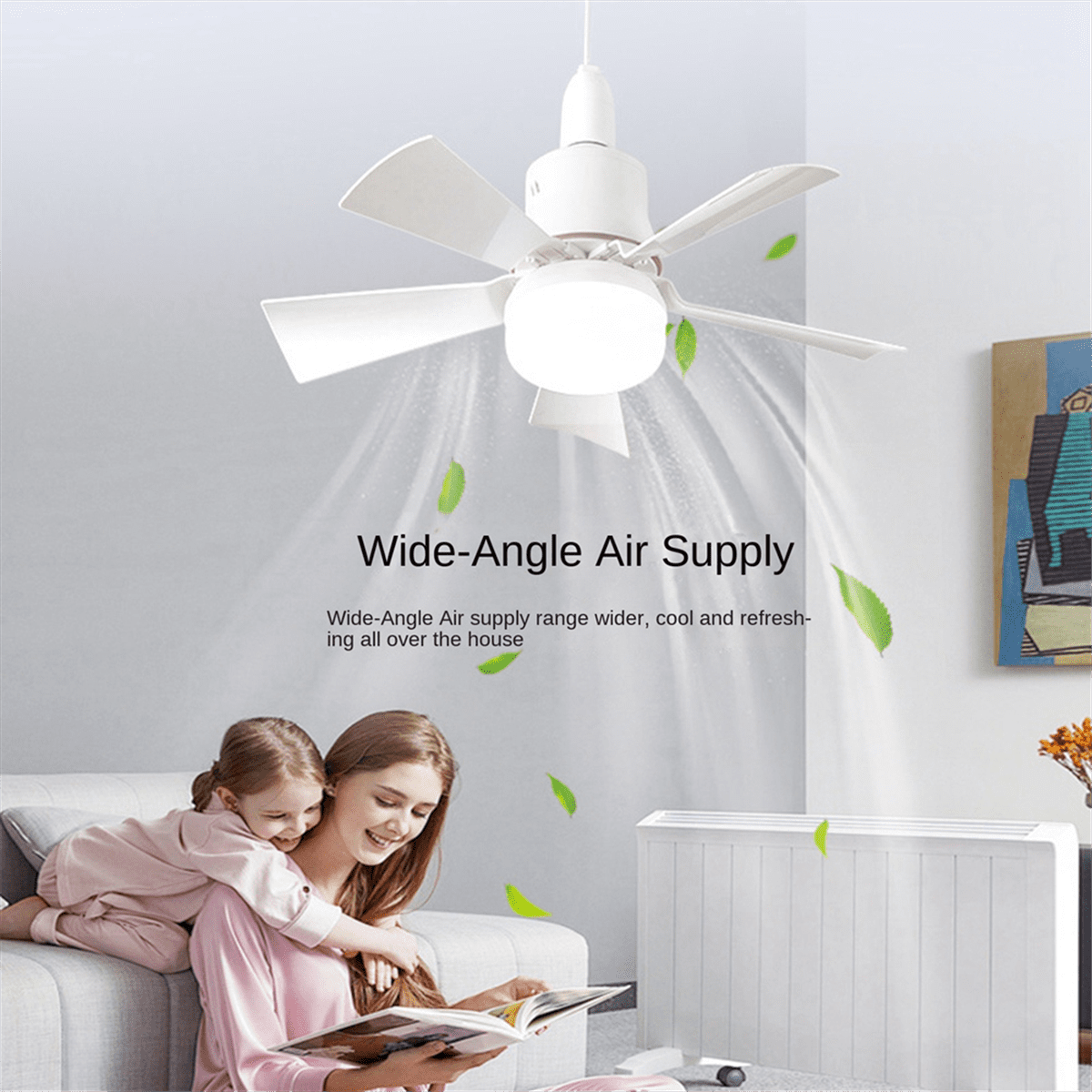 Socket Fan Light Small Ceiling Fan with Light and Remote, Screw in Ceiling Fan Light for E27 Base, for Bedroom Kitchen
