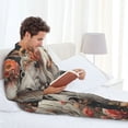 thumbnail image 5 of KLL Vintage Floral White Horse Sleepwear Mens Flannel Pajamas,Long Cotton Pj Set, 5 of 7