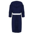 thumbnail image 6 of Frontwalk Mens Bath Robes Long Sleeve Wrap Robe Hooded Dressing Gown Winter Stitching Towelling Solid Color Nightwear Blue White 3XL, 6 of 6