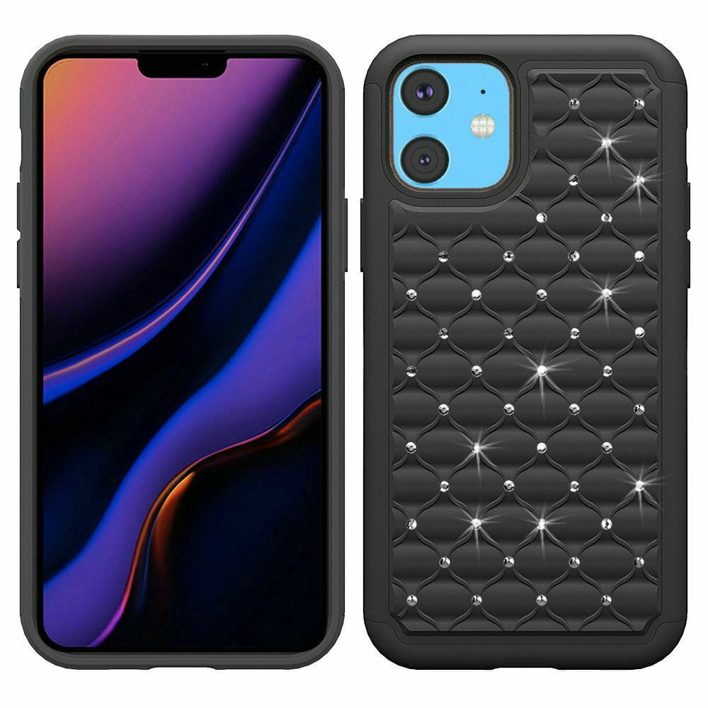 For Apple iPhone 11 6.1 HYBRID IMPACT Diamond Rubber Case Cover