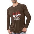 thumbnail image 2 of Zylanna Men's Long Sleeve T-Shirts, Activewear Crew Neck Christmas Print Stretchy Casual Tops for Men Brown, 2 of 4