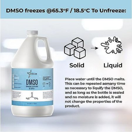 Stellar Chemical - DMSO - Dimethyl Sulfoxide - 1 Gallon - 99.99% High Purity - Made in USA
