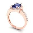 thumbnail image 2 of 1.92 ct Emerald Cut Simulated Tanzanite Solitaire with Simulated Diamond Accents 18K Rose Gold Womens Engagement Ring, 2 of 5