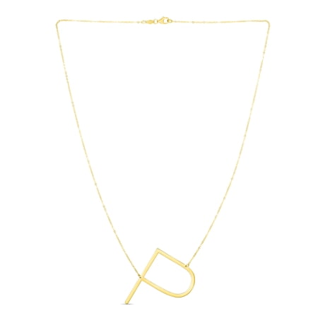 14k Yellow Gold Polished Letter Name Personalized Monogram Initial-p Necklace With Lobster Clasp 18 Inch Pendant Necklac