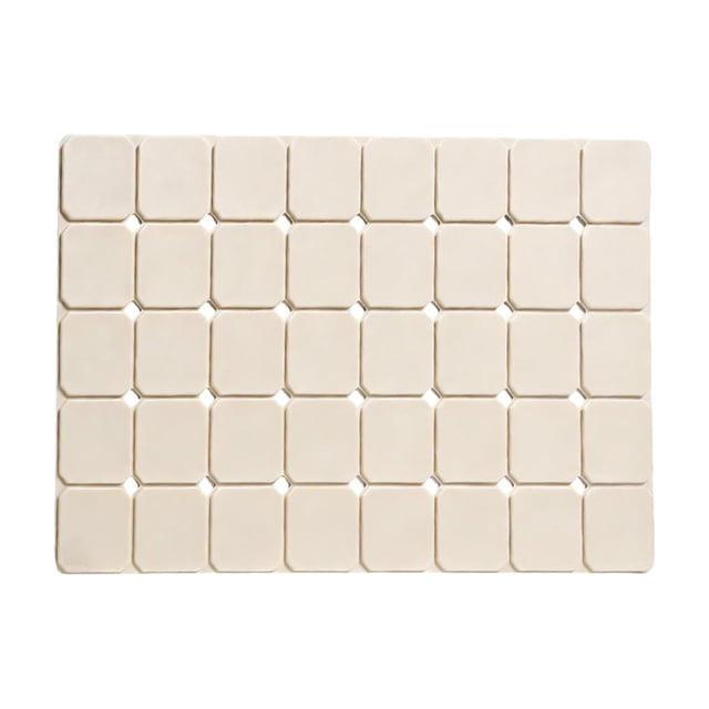 Silicone Foot Massage Mat Double Sided With Suction Cup Texture 27.55 in x 15.74 in Beige