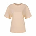 thumbnail image 4 of Kovlvoll Womens Short Sleeve Tops Crew Neck Casual Loose T-Shirts Summer Solid Color Lightweight Comfy Tees Top, 4 of 5